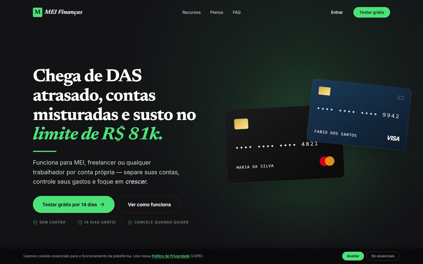 MEI Finanças · Landing